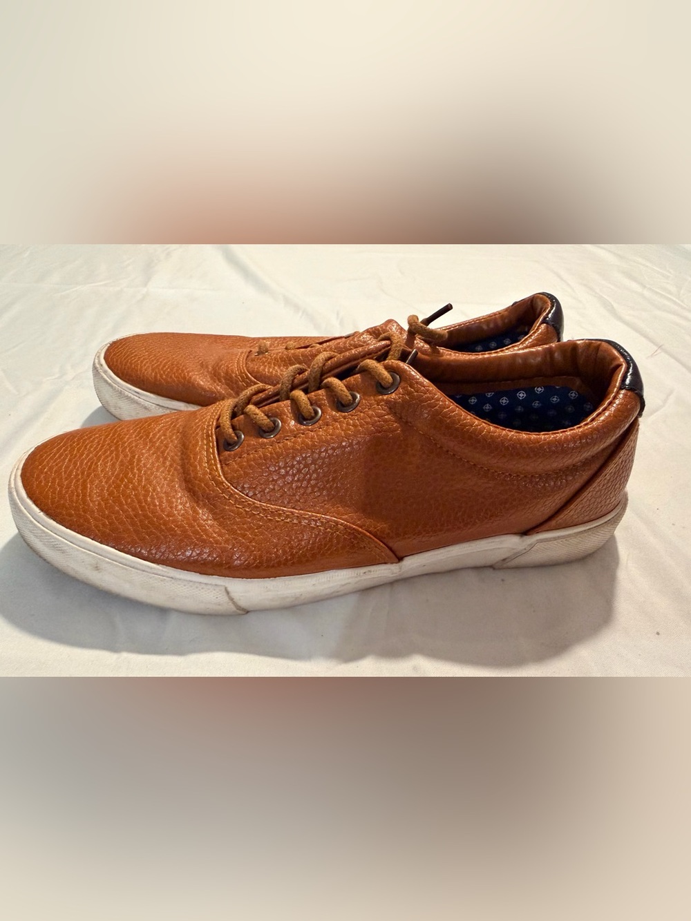 Men's Casual Leather Lace-Up Sneakers in Cognac